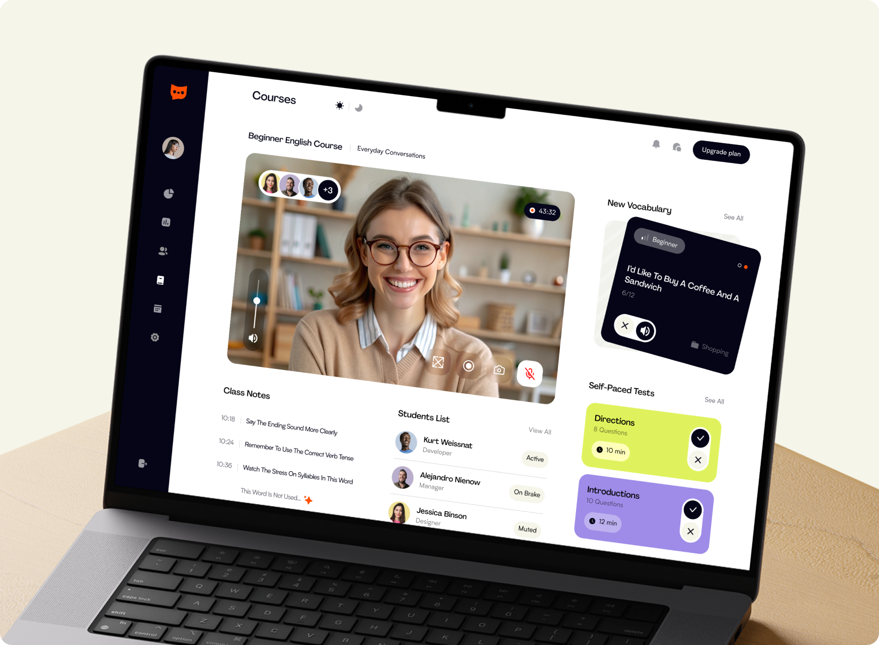 EdTech learning dashboard on laptop